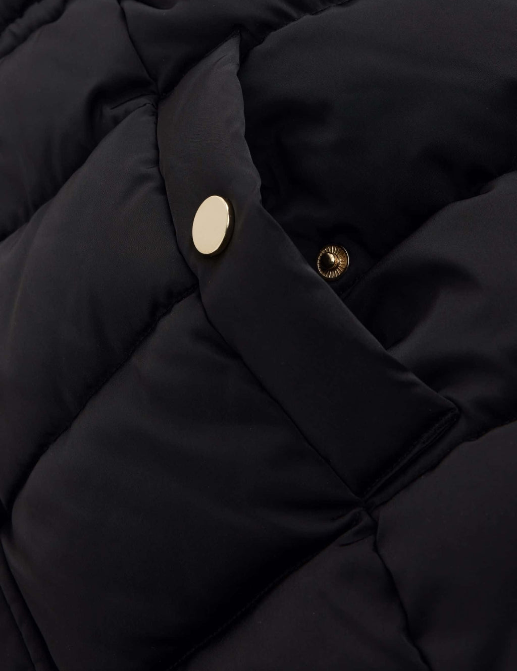 Black Shower Resistant Faux Fur Trim Padded Coat