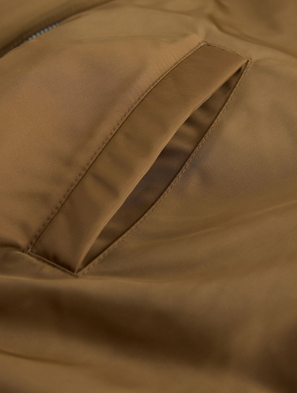 Olive Green Faux Fur Collar Satin Bomber Jacket