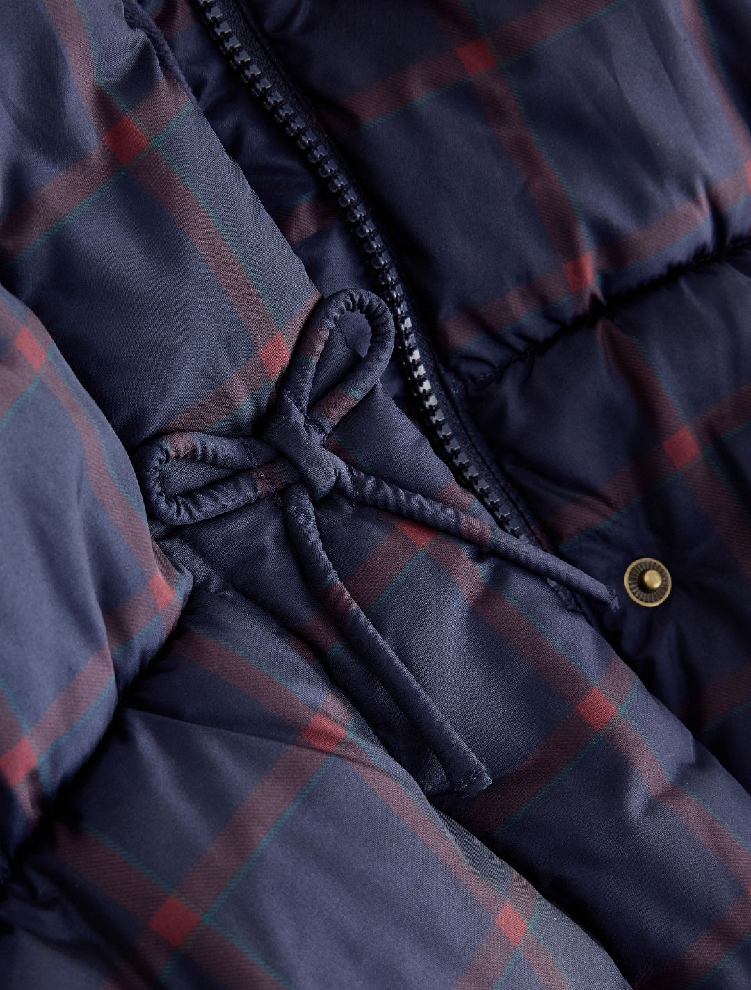 Navy Blue Check Shower Resistant Padded Coat