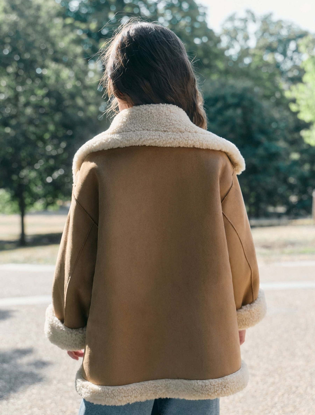 Neutral Faux Shearling Coat