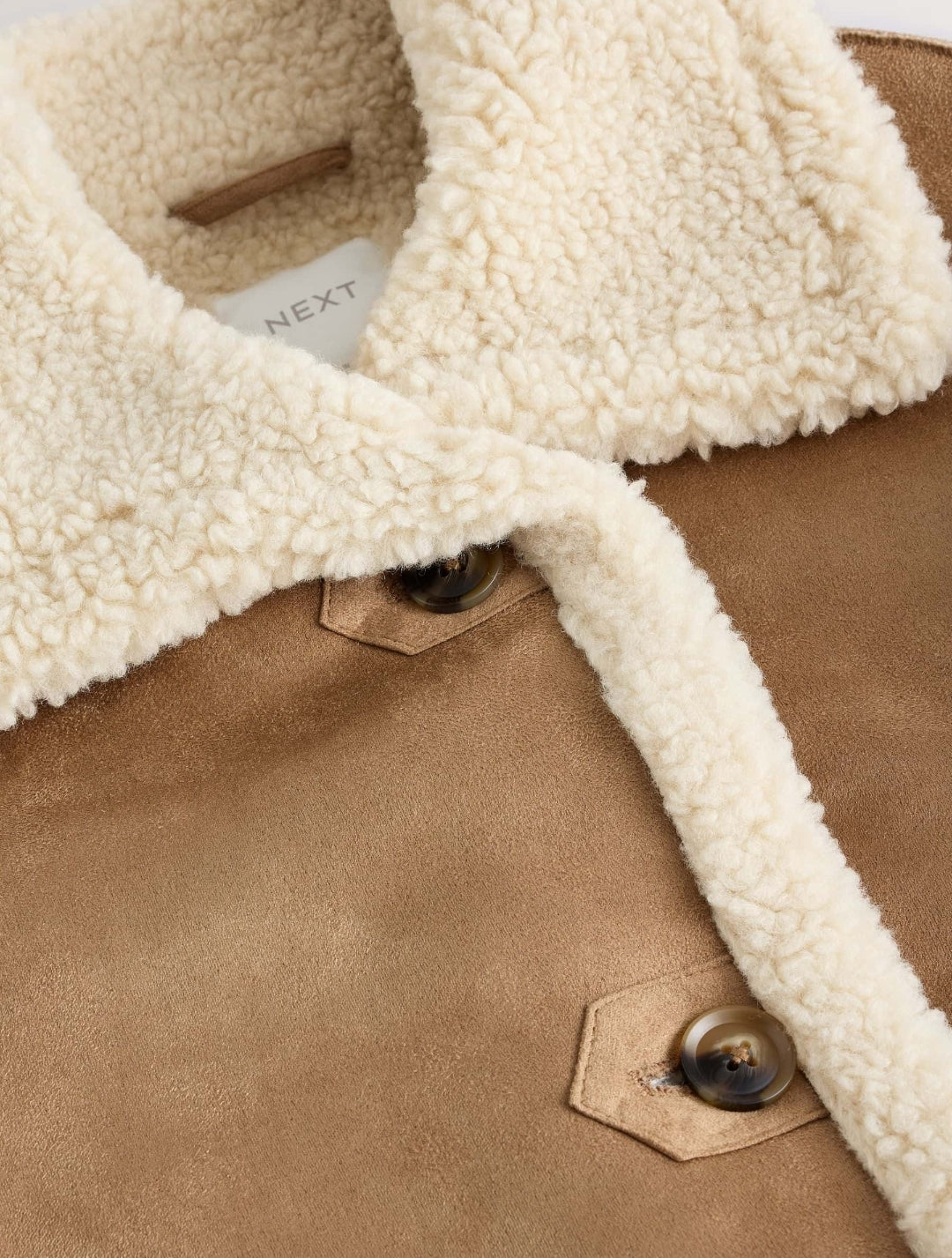 Neutral Faux Shearling Coat