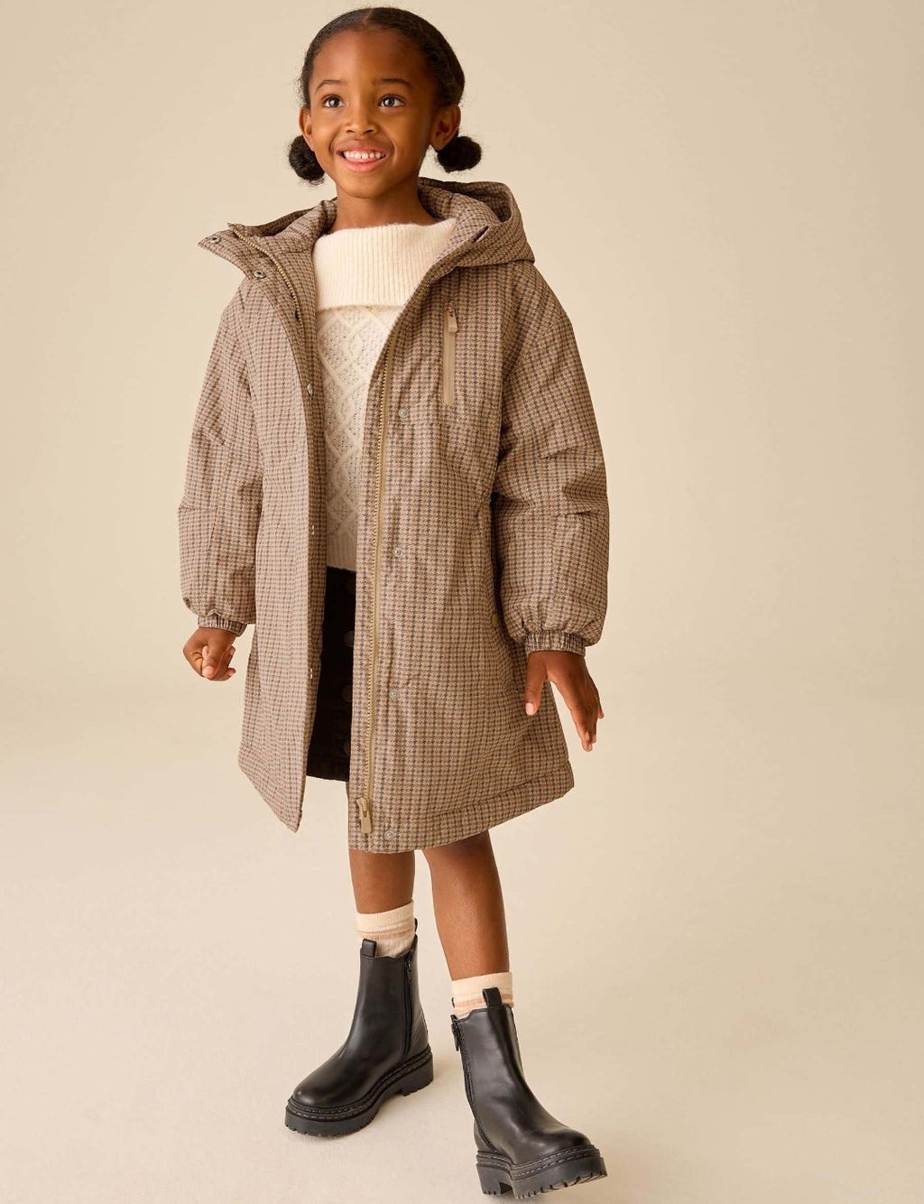 Neutral Check Waterproof Coat