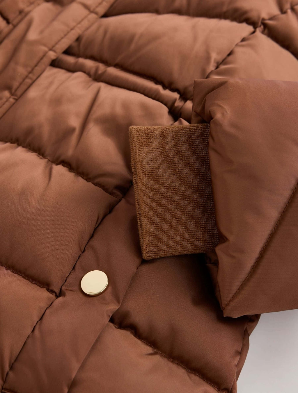 Copper Shower Resistant Faux Fur Trim Padded Coat
