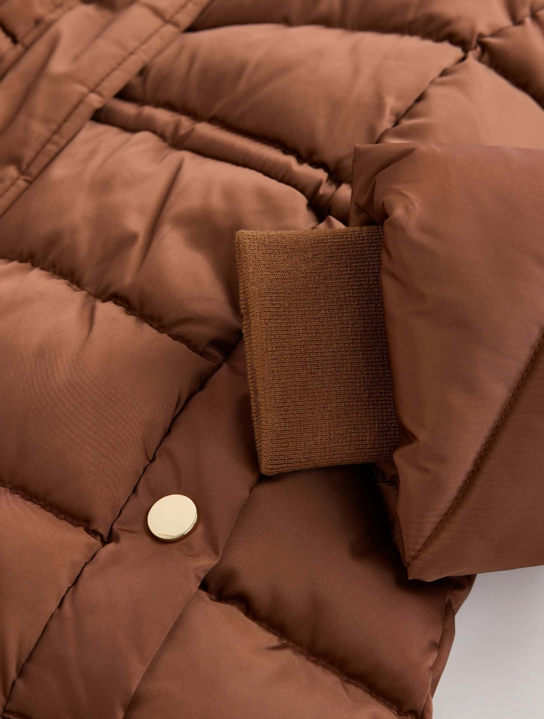 Copper Shower Resistant Faux Fur Trim Padded Coat