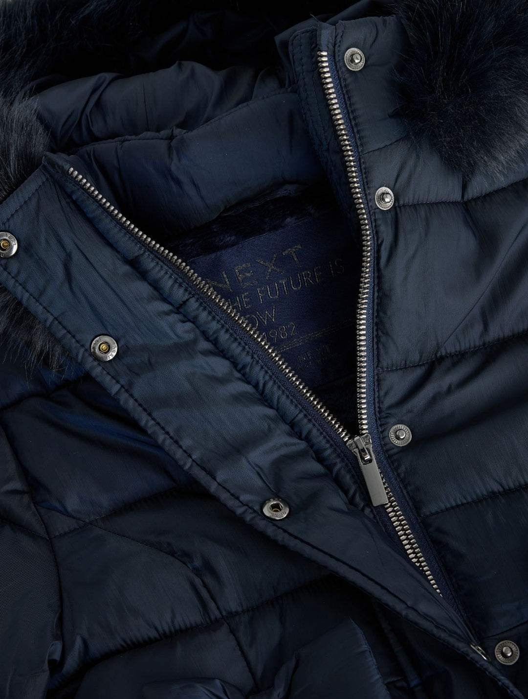 Navy Blue Bow Detail Shower Resistant Padded Coat