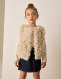 Neutral Curly Faux Fur Gilet