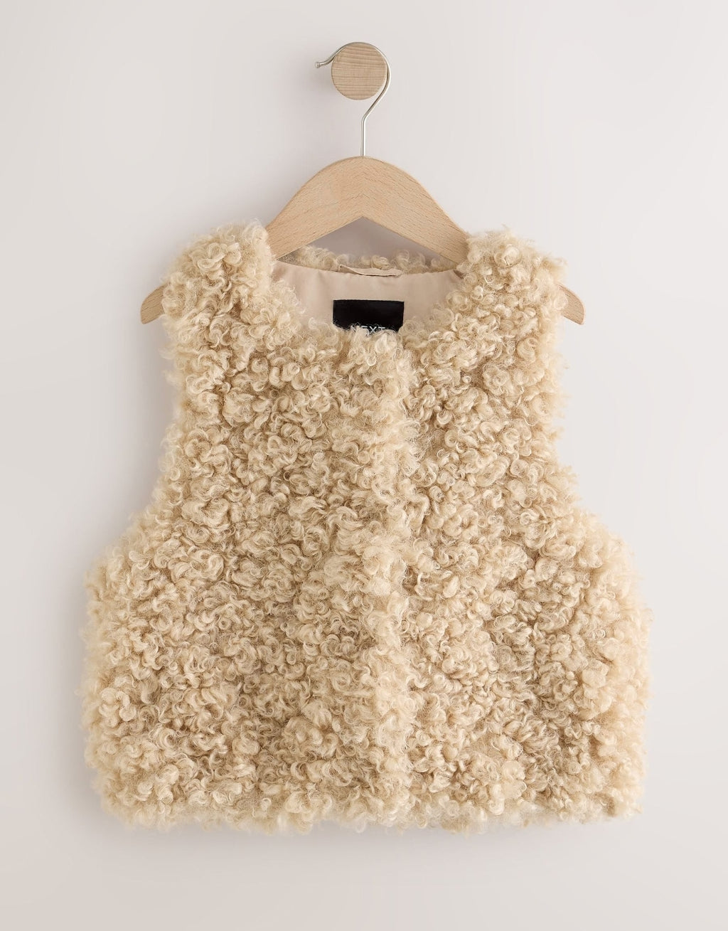 Neutral Curly Faux Fur Gilet