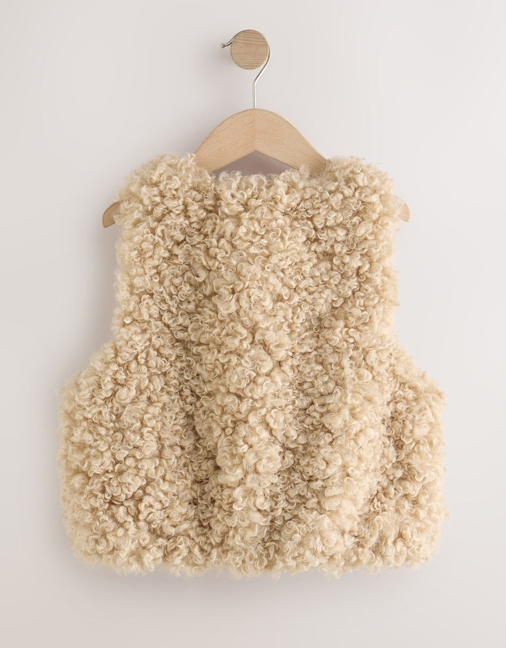Neutral Curly Faux Fur Gilet