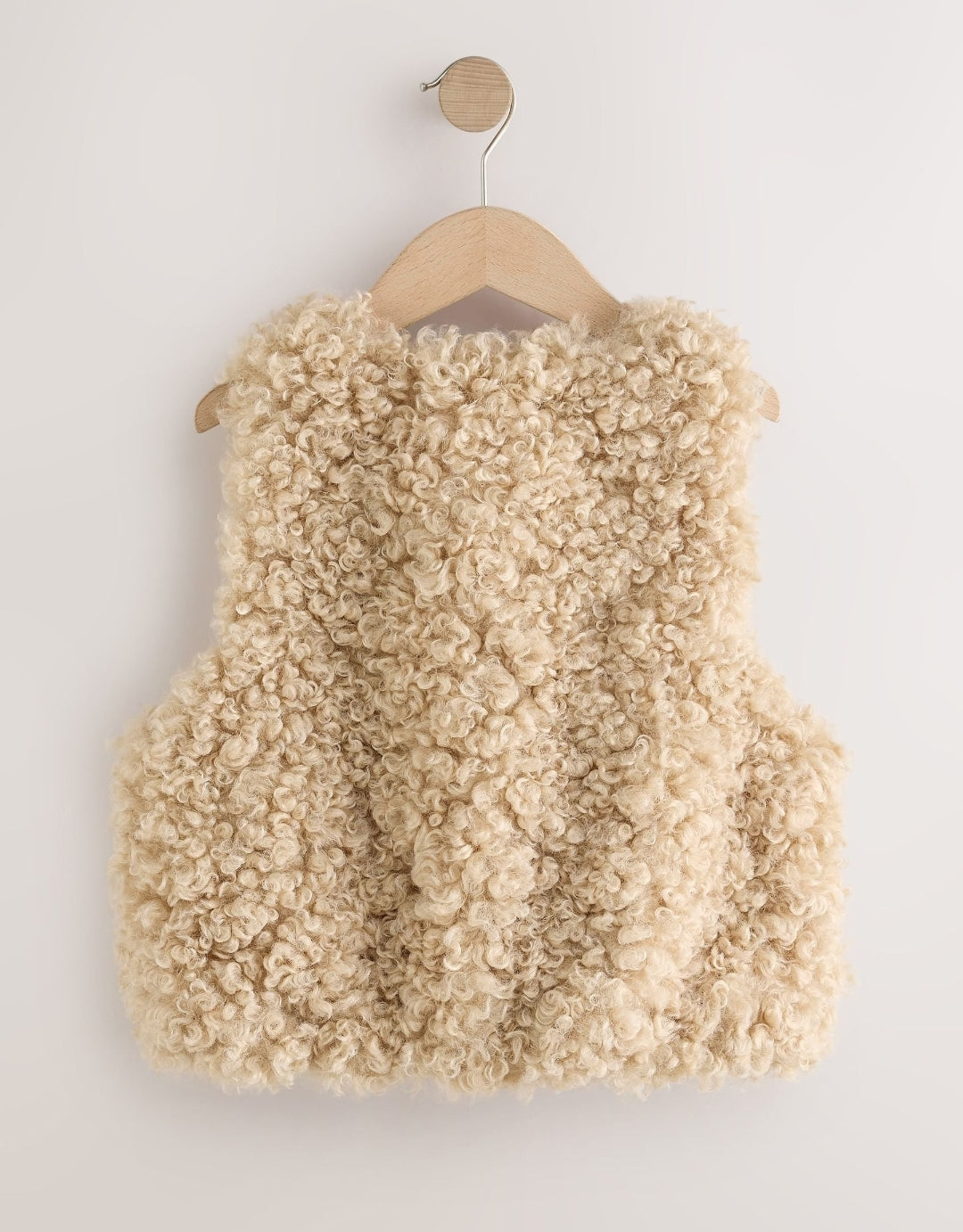 Neutral Curly Faux Fur Gilet