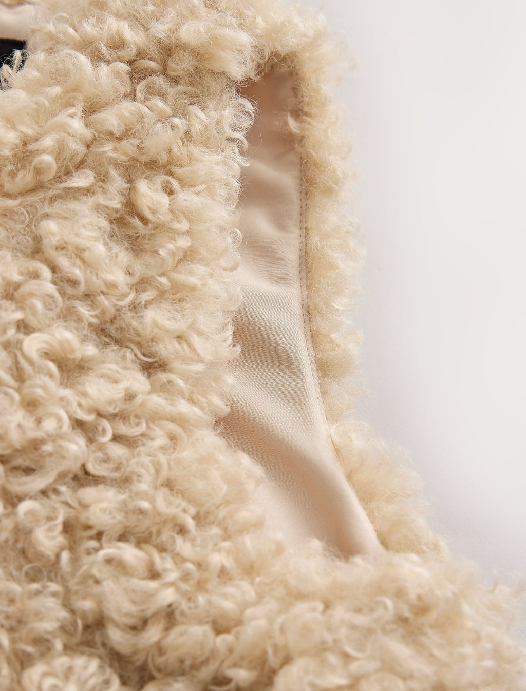 Neutral Curly Faux Fur Gilet