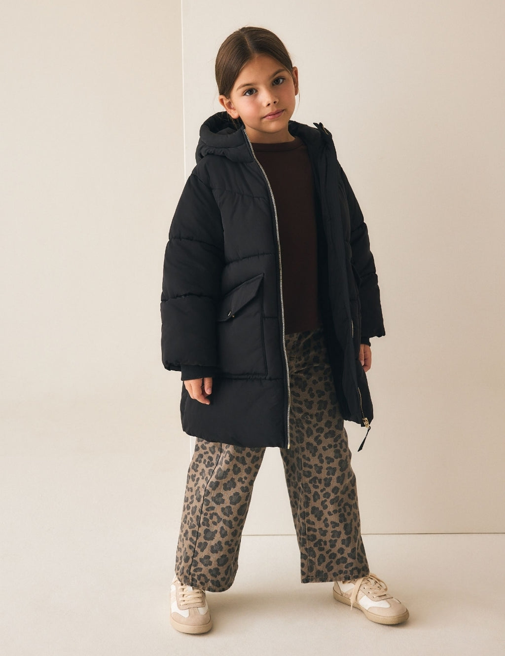 Black Shower Resistant Faux Fur Lined Padded Coat