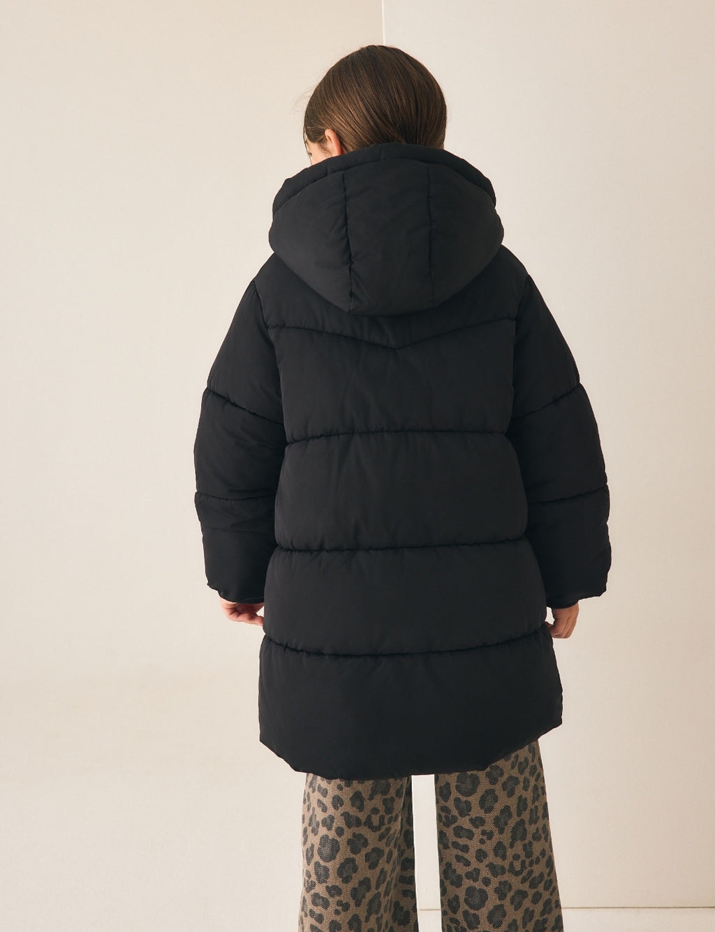 Black Shower Resistant Faux Fur Lined Padded Coat