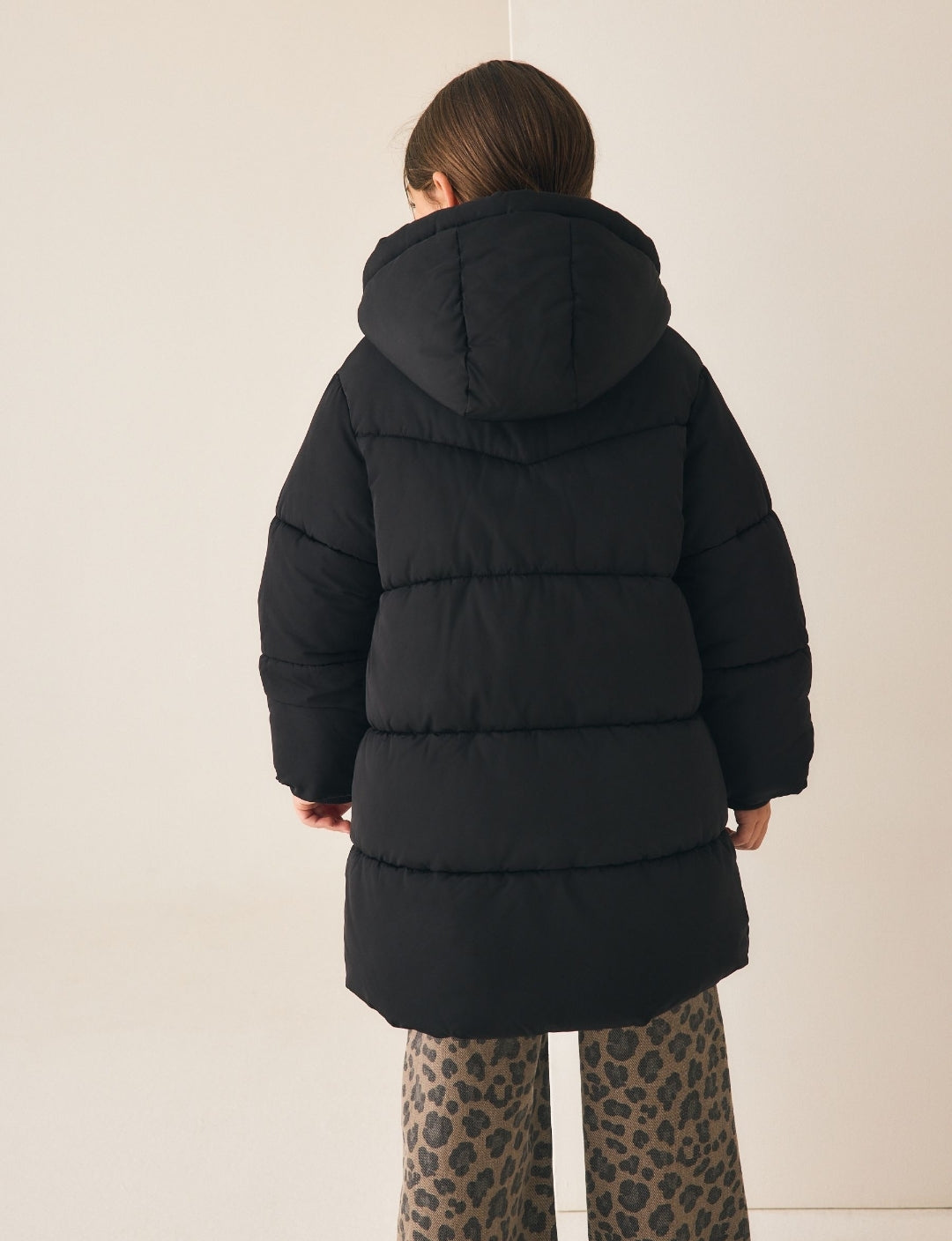 Black Shower Resistant Faux Fur Lined Padded Coat