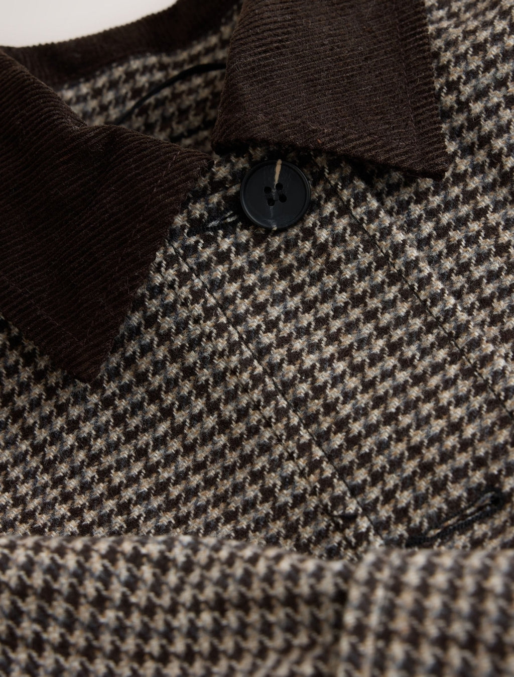 Brown Check Short Jacket With Wool