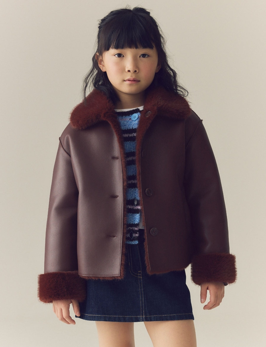Burgundy Red Faux Shearling Jacket