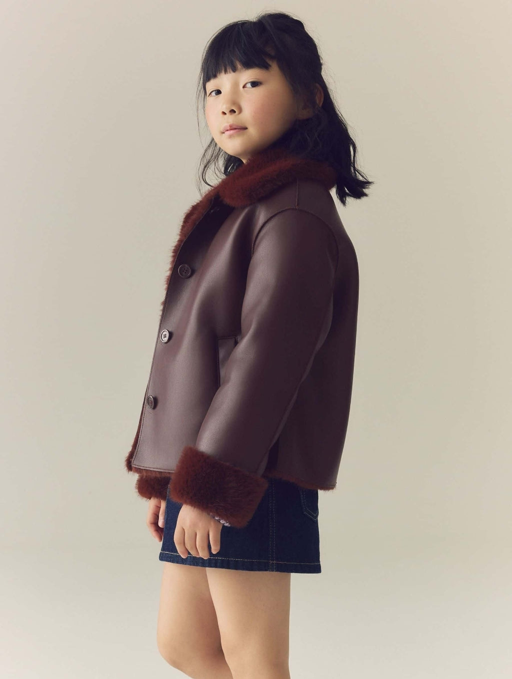 Burgundy Red Faux Shearling Jacket