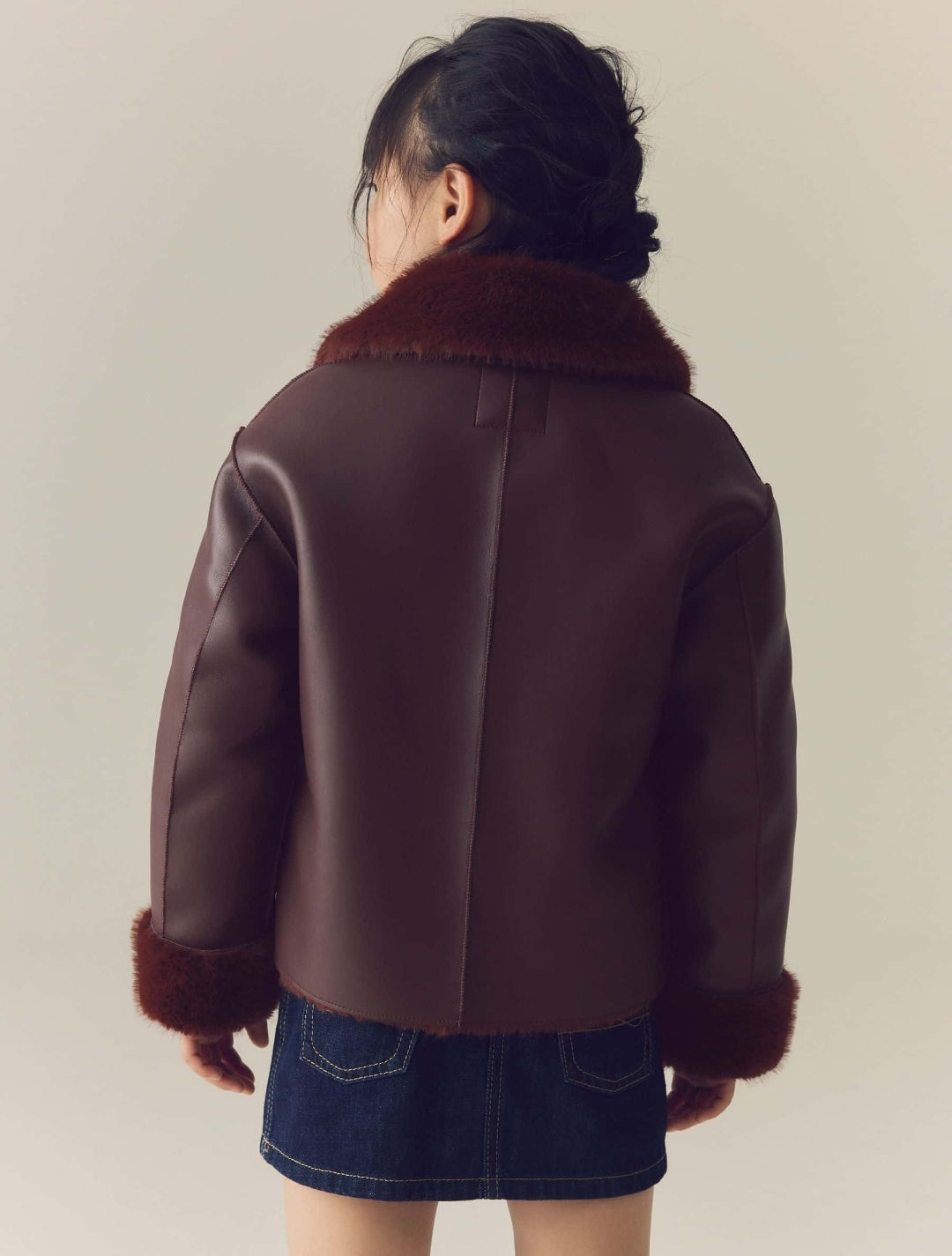 Burgundy Red Faux Shearling Jacket