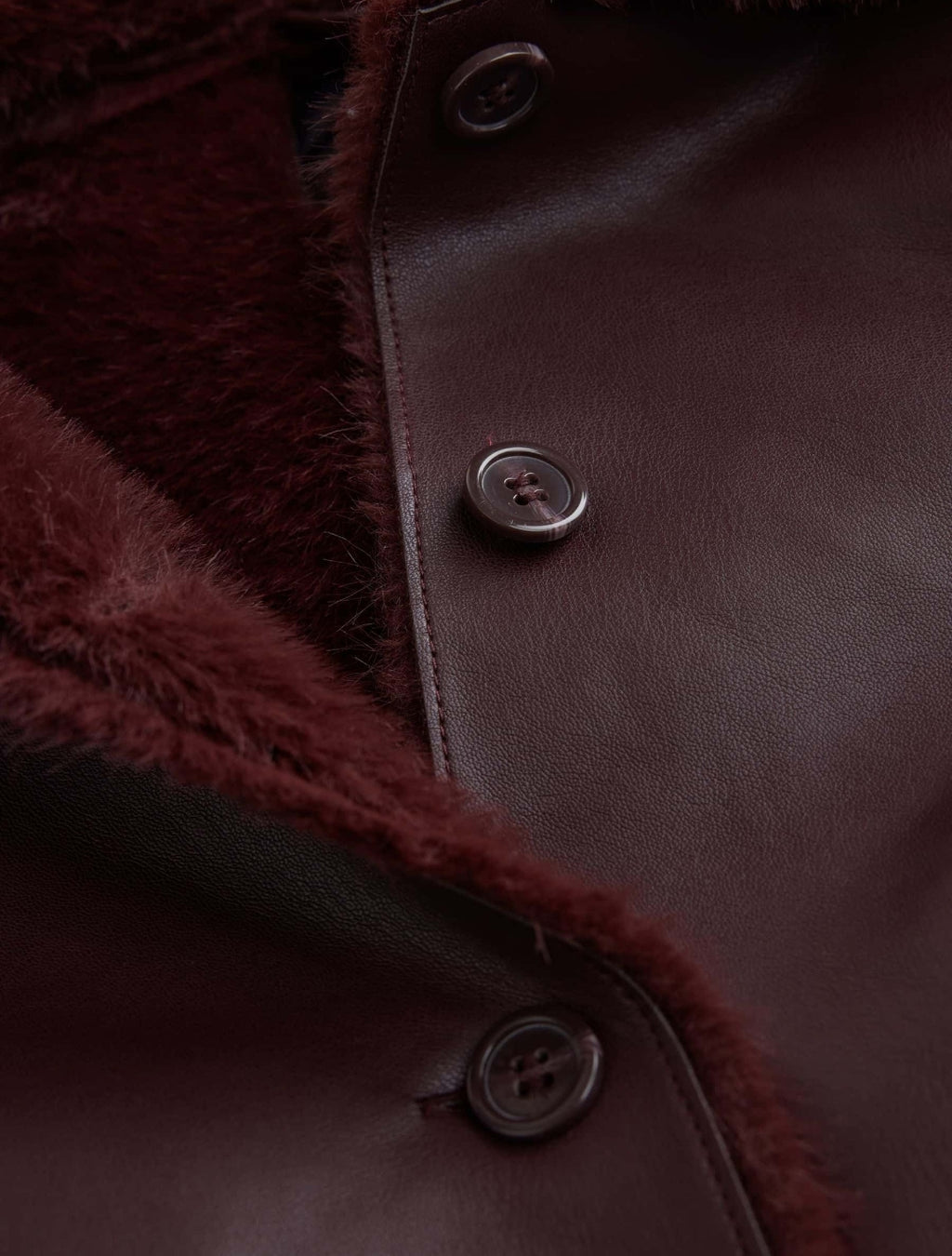 Burgundy Red Faux Shearling Jacket