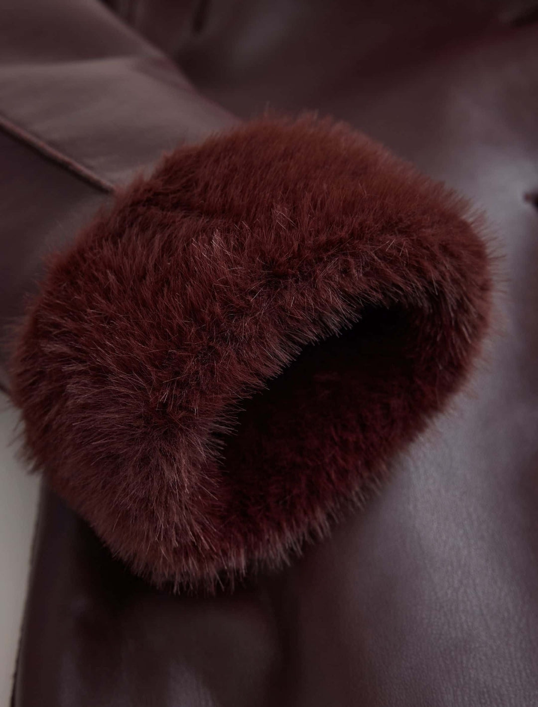 Burgundy Red Faux Shearling Jacket