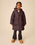 Check Shower Resistant Faux Fur Lined Padded Coat