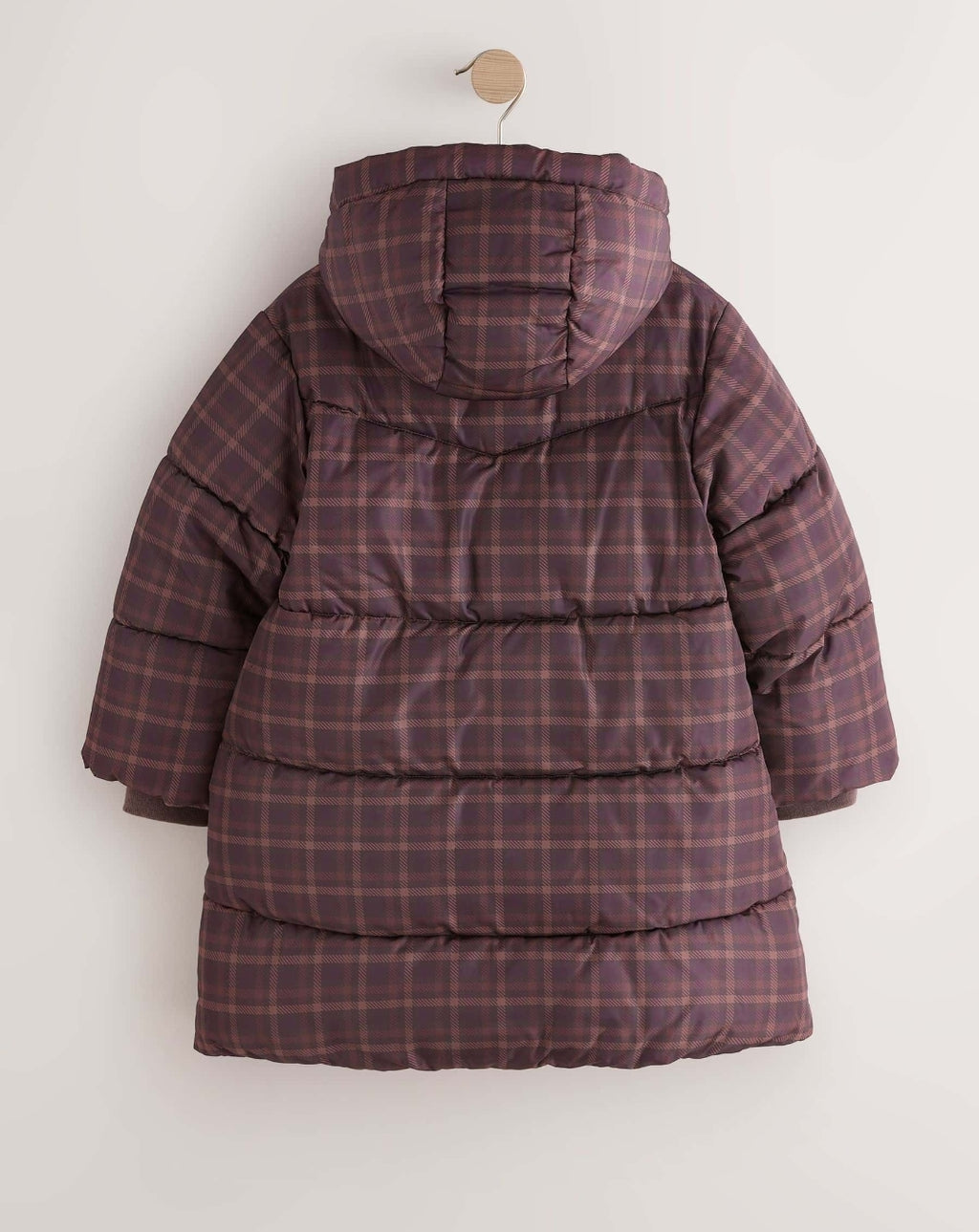 Check Shower Resistant Faux Fur Lined Padded Coat