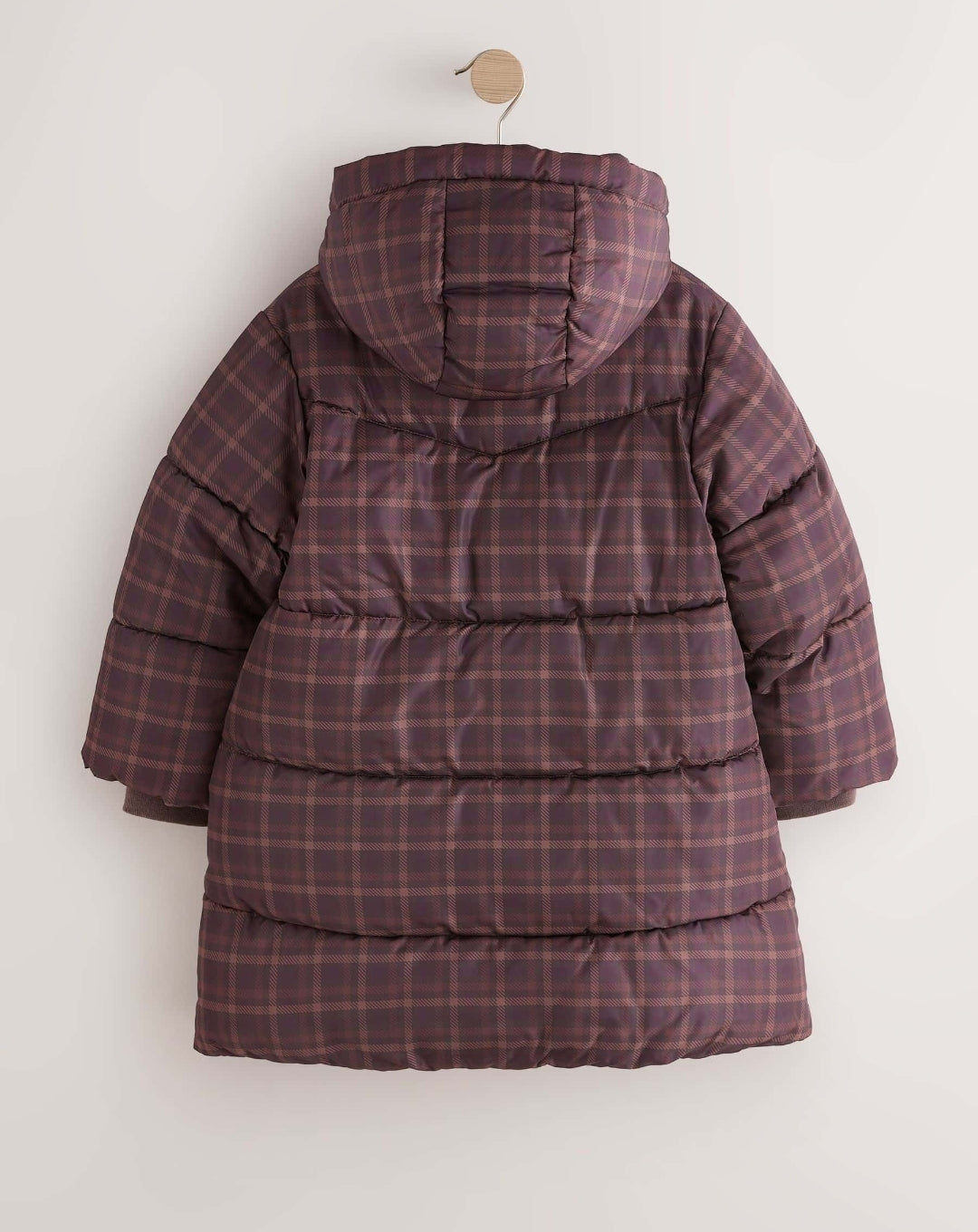 Check Shower Resistant Faux Fur Lined Padded Coat