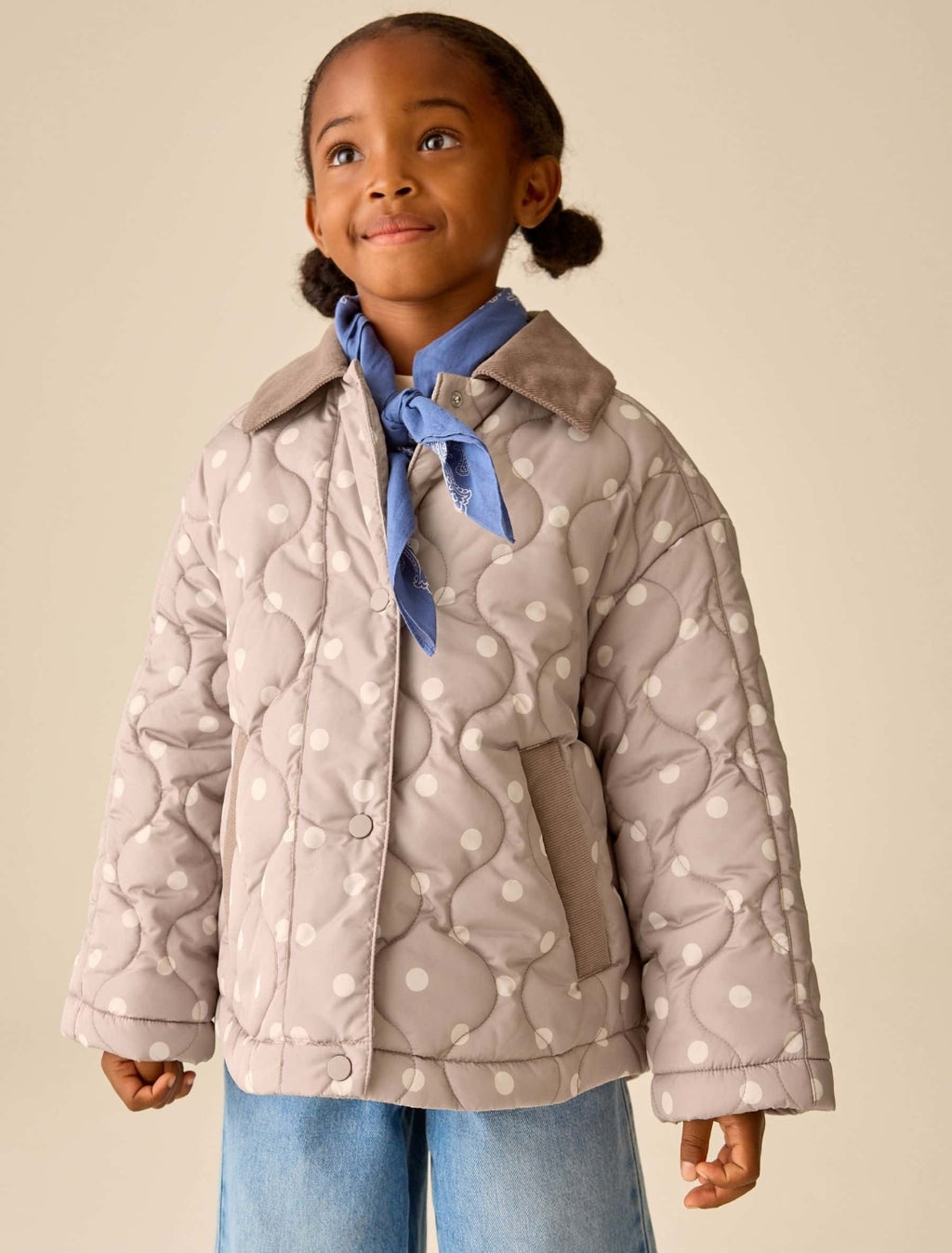 Neutral Brown Shower Resistant Quilted Jacket
