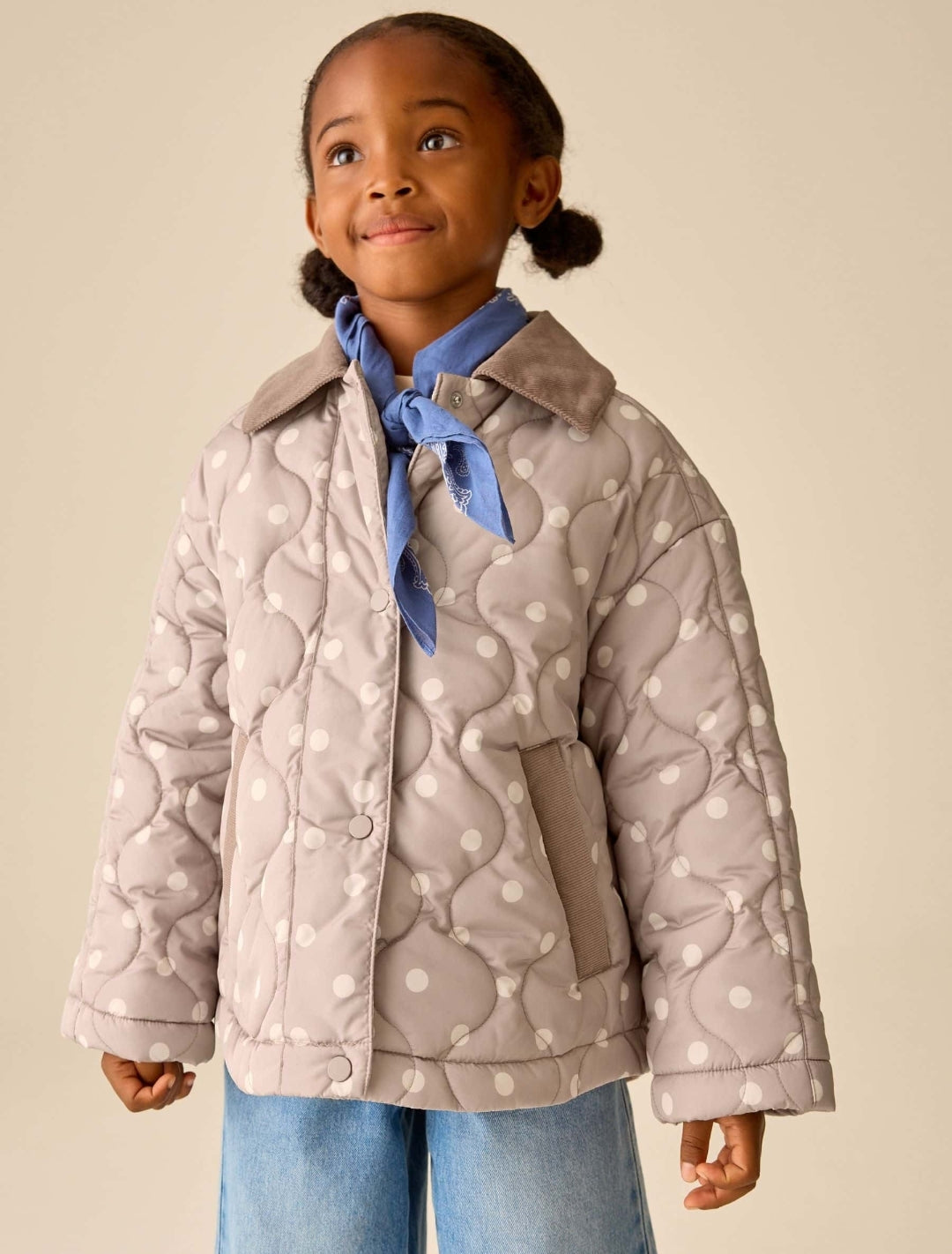 Neutral Brown Shower Resistant Quilted Jacket