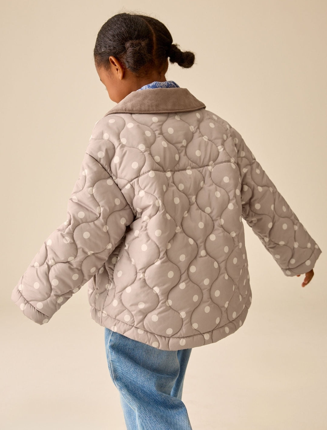 Neutral Brown Shower Resistant Quilted Jacket