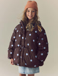 Chocolate Brown Polka Dot Shower Resistant Padded Coat