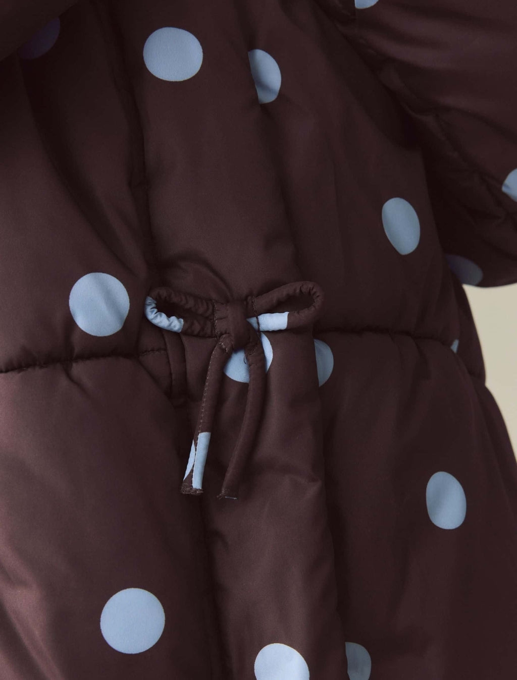 Chocolate Brown Polka Dot Shower Resistant Padded Coat