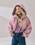 Pink Zip Up Hooded Fleece Jacket