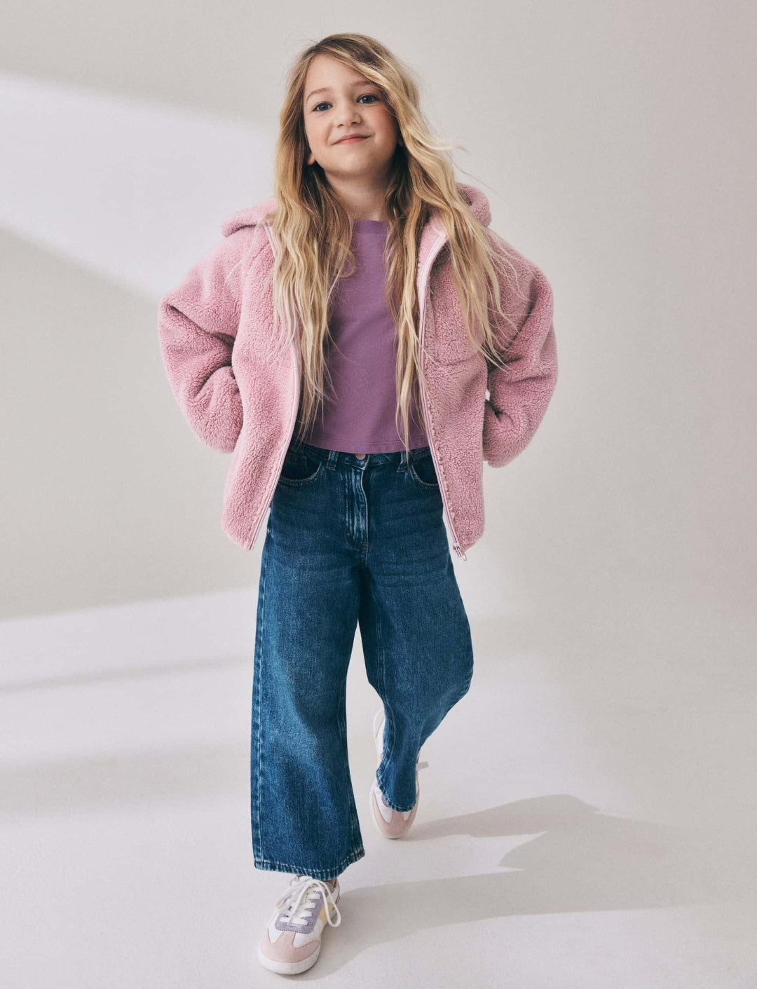 Pink Zip Up Hooded Fleece Jacket