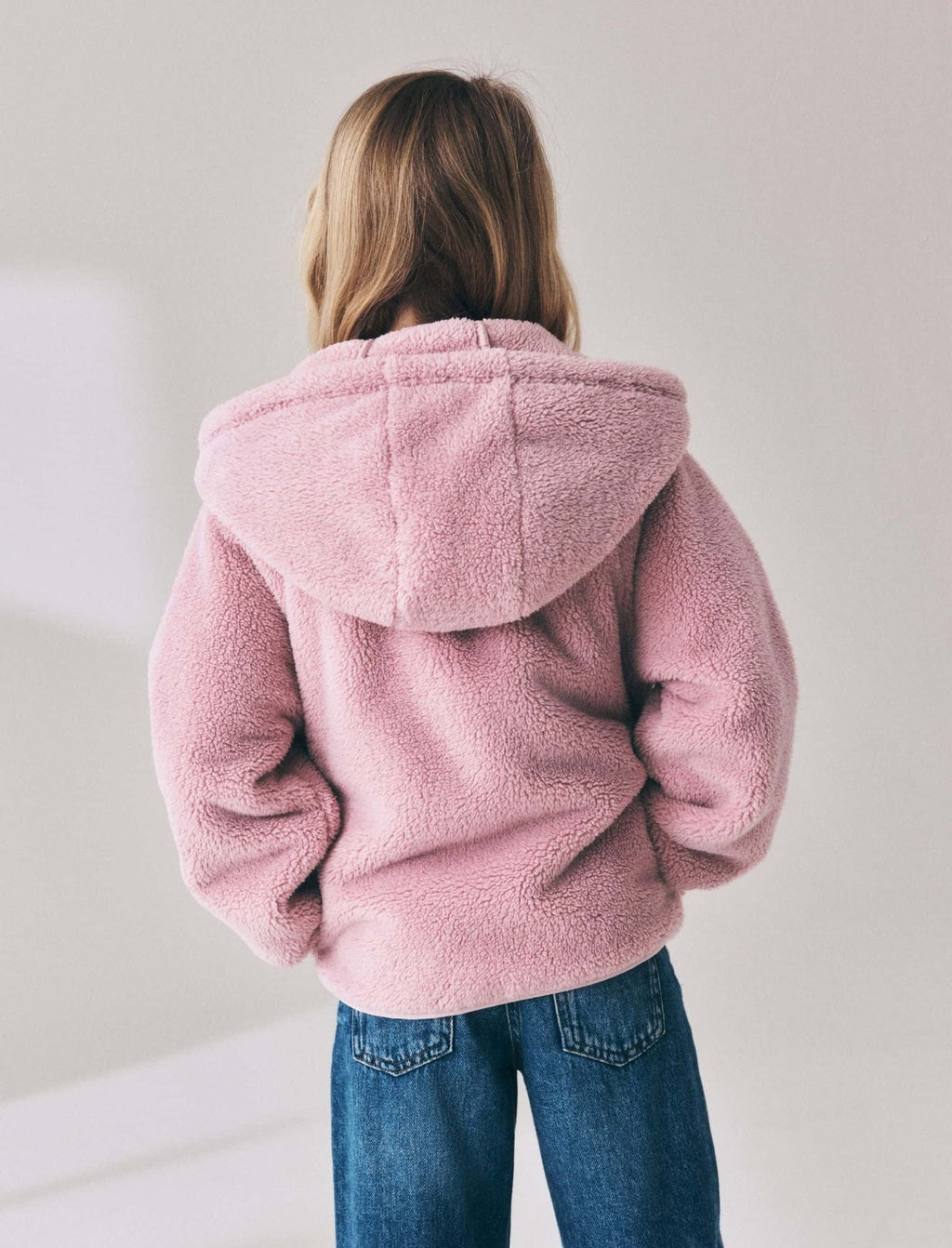 Pink Zip Up Hooded Fleece Jacket