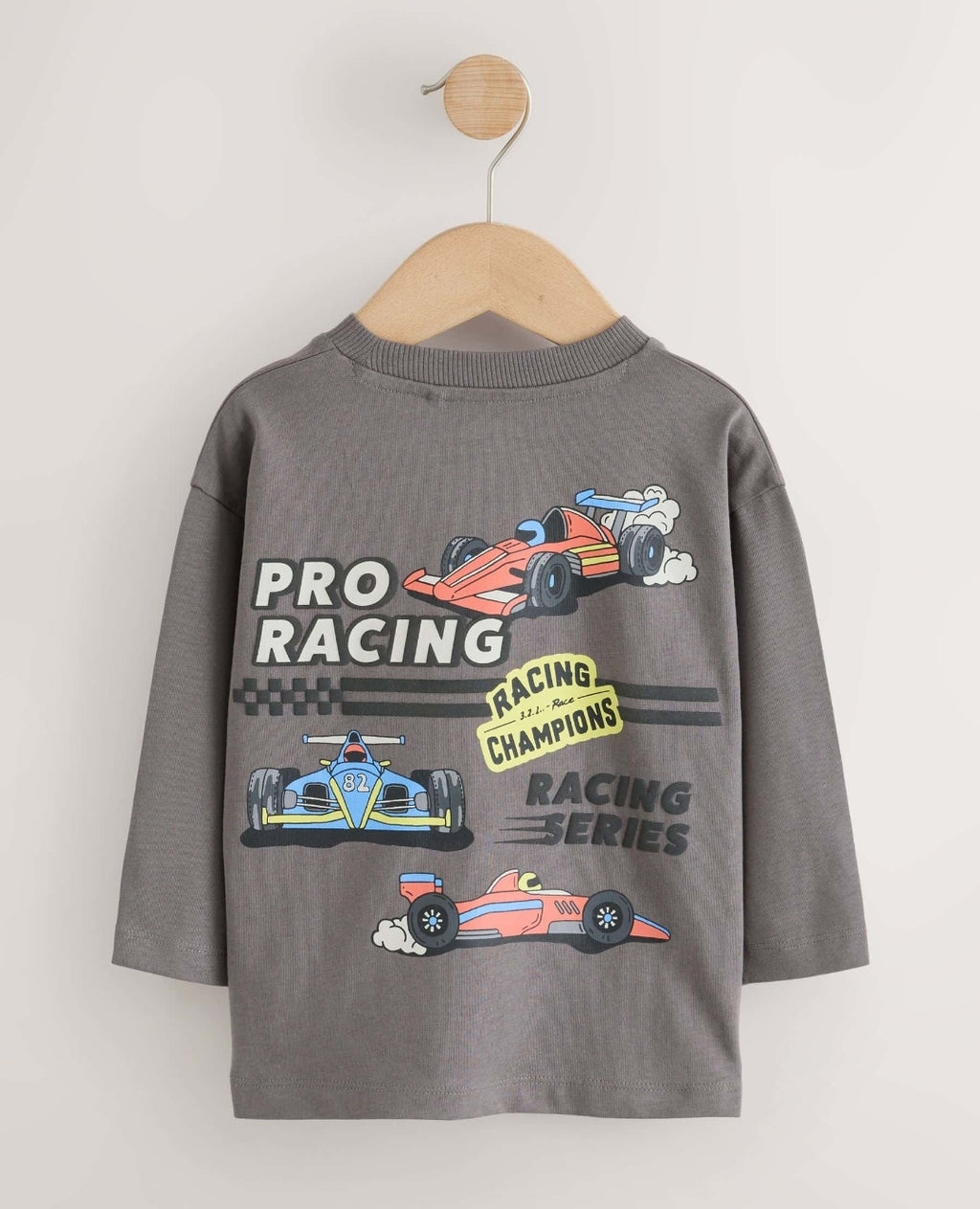 Red White Racing Car Long Sleeve Graphic T-Shirts 3 Pack