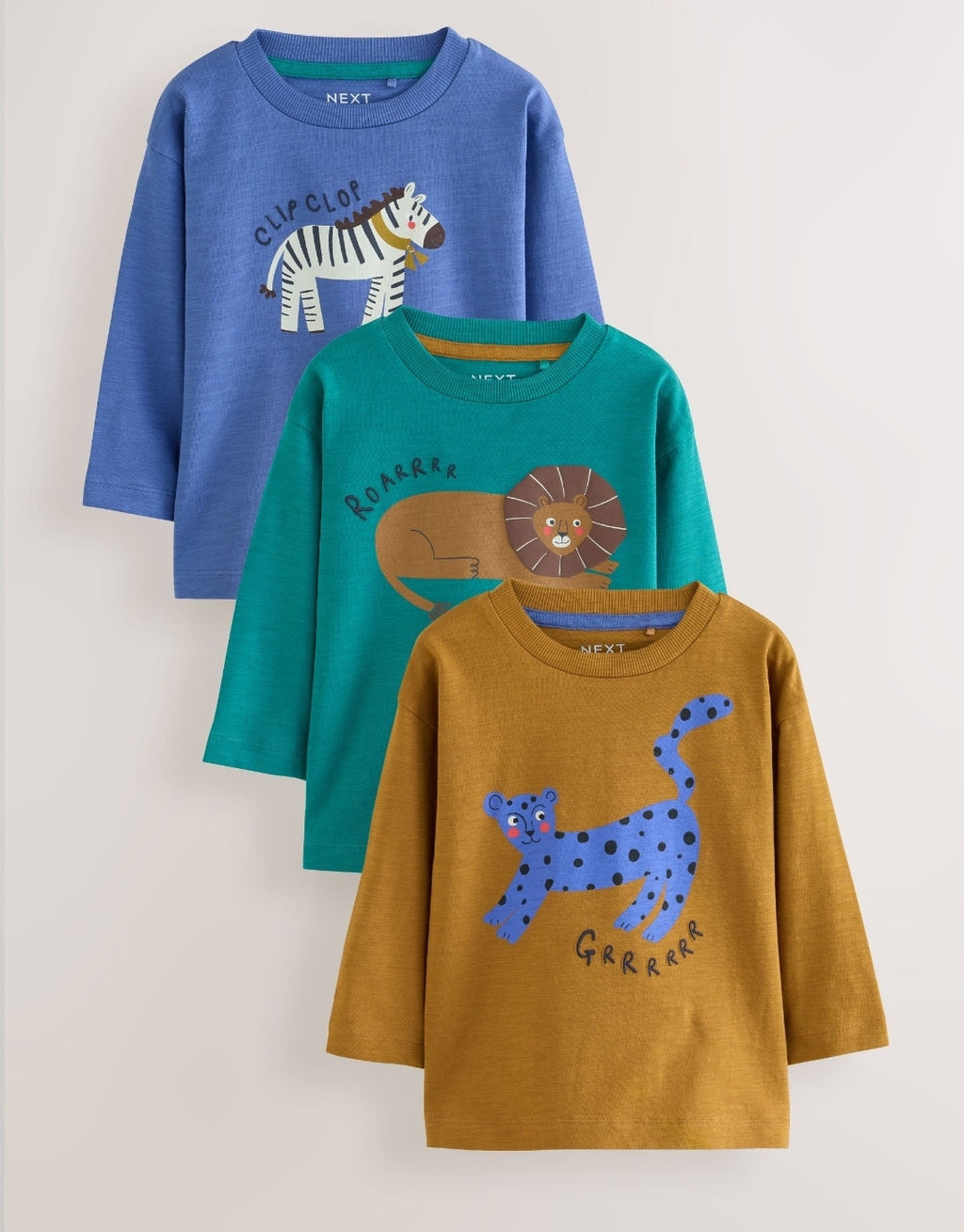 Green/Blue Animal Long Sleeve Graphic T-Shirts 3 Pack