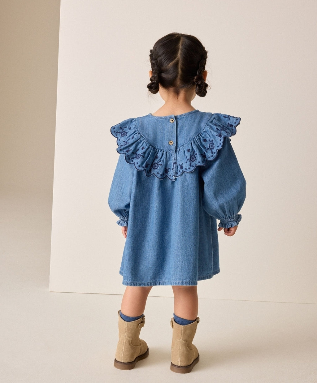 Denim Blue Long Sleeve
Embroidered Denim Dress