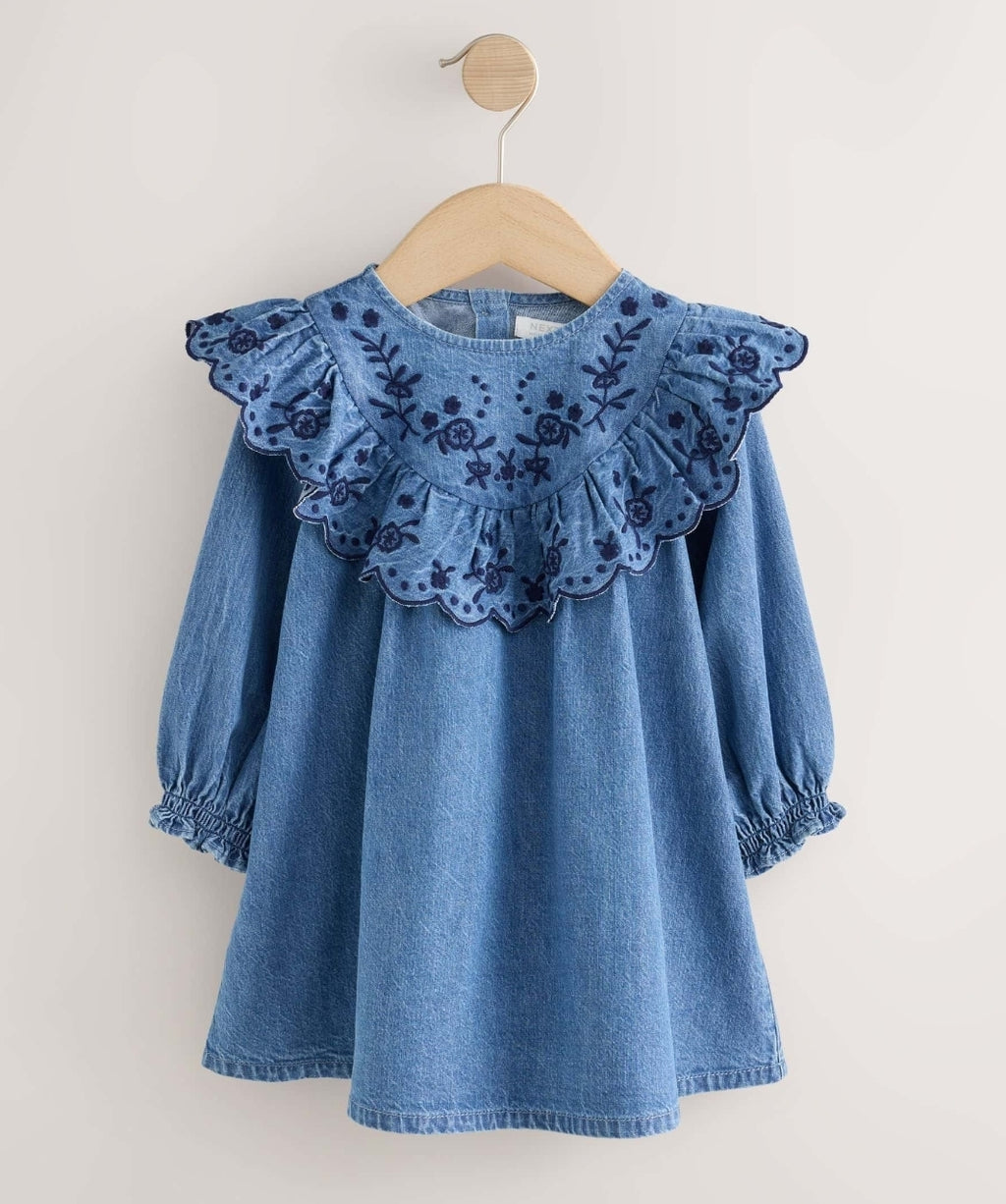 Denim Blue Long Sleeve
Embroidered Denim Dress