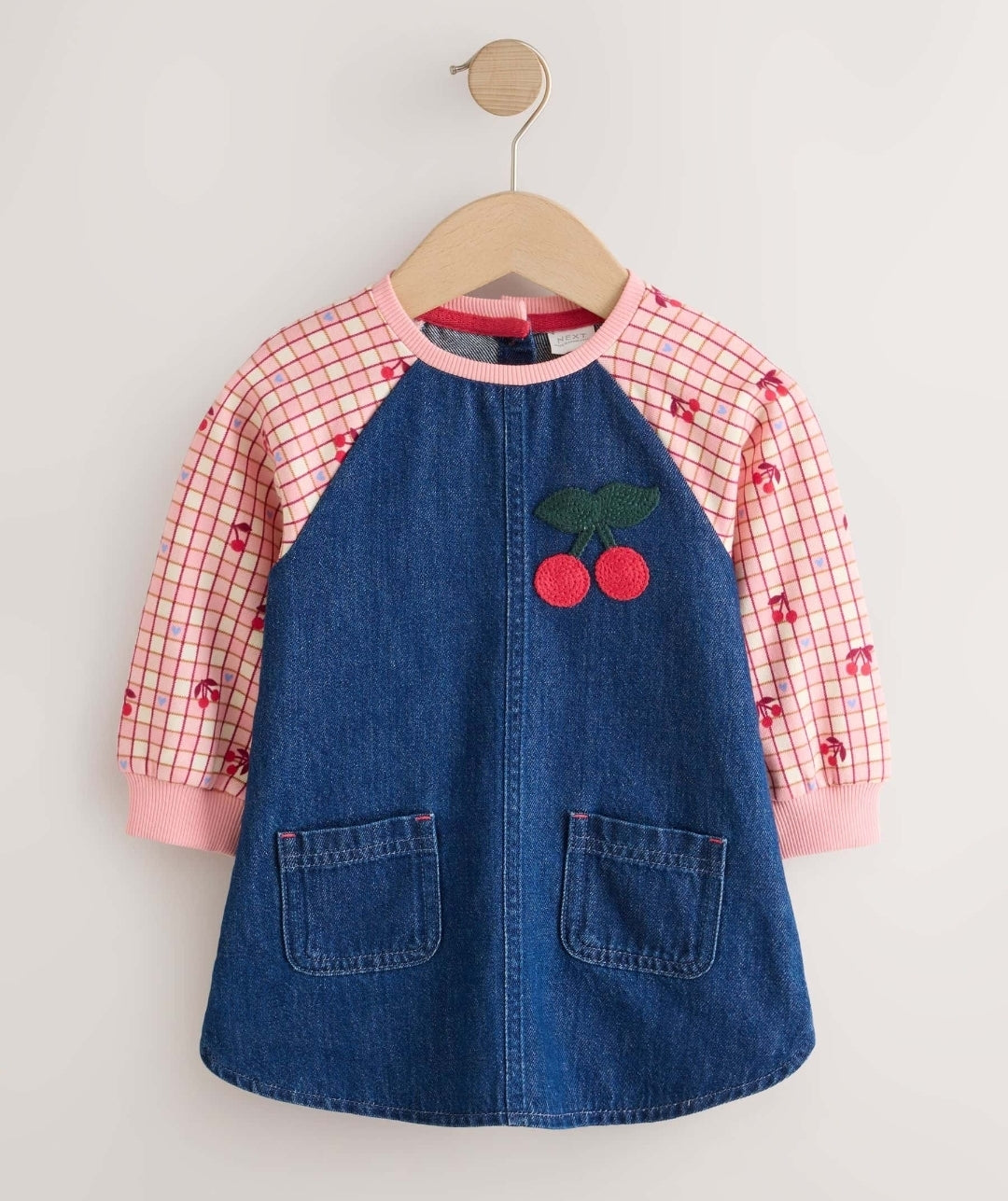 Cherry Print Raglan Denim Dress