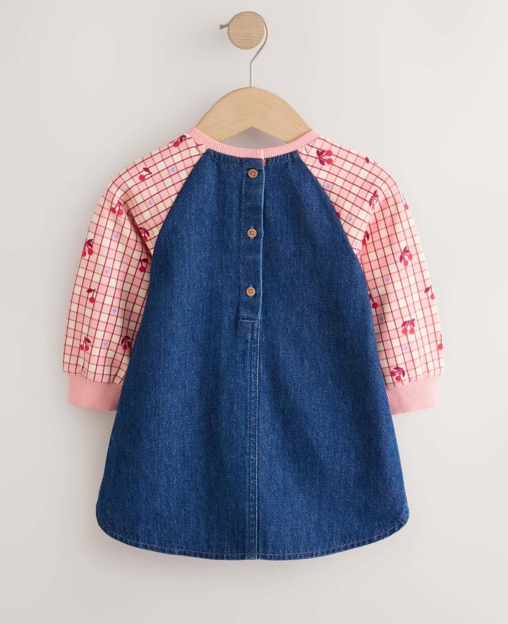 Cherry Print Raglan Denim Dress