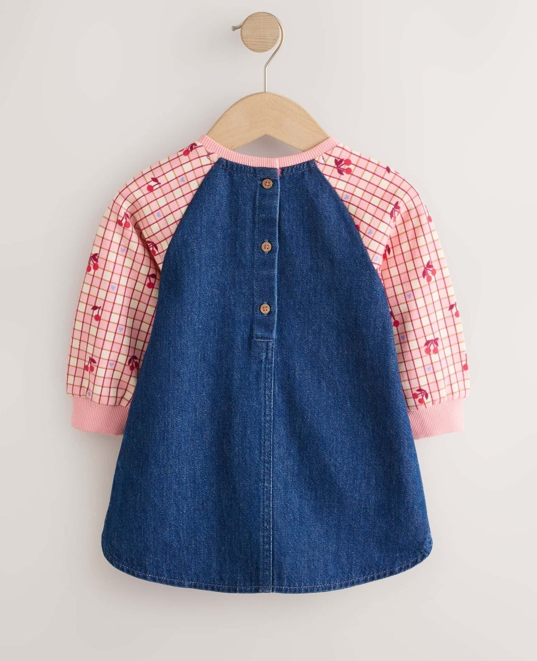 Cherry Print Raglan Denim Dress