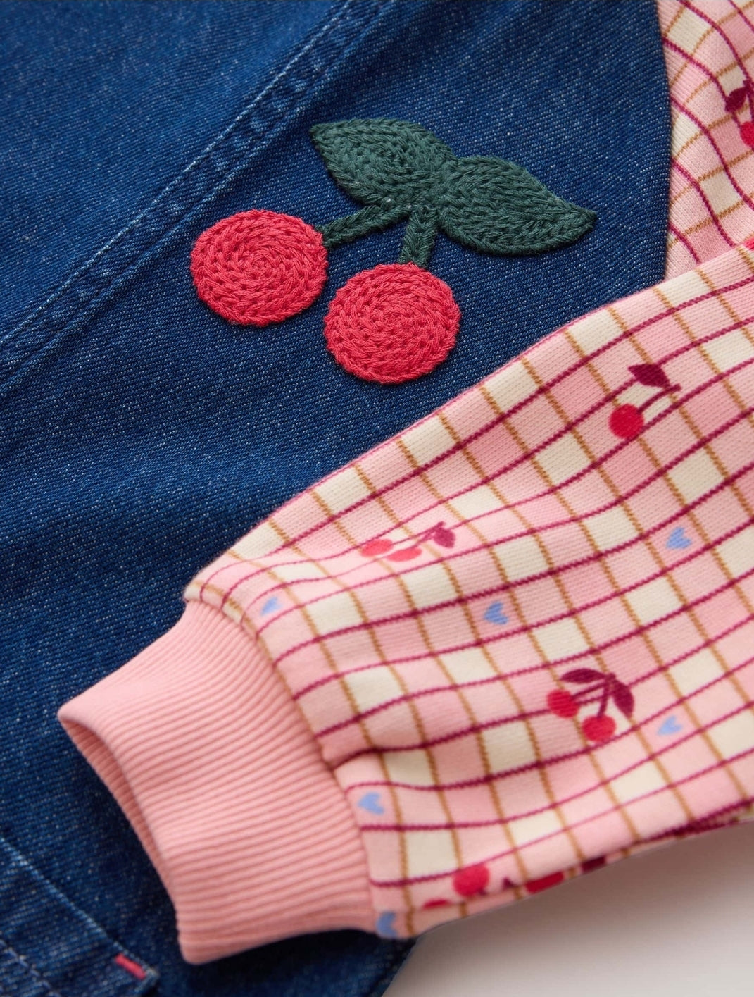 Cherry Print Raglan Denim Dress