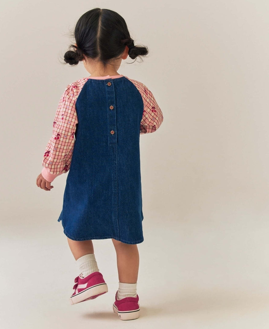 Cherry Print Raglan Denim Dress