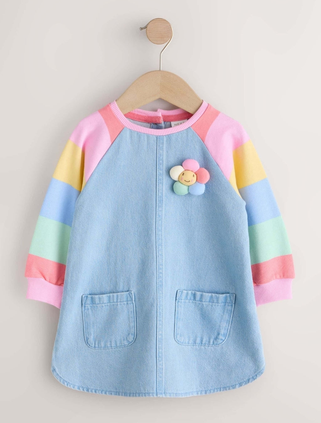 Pastel Rainbow Raglan Denim Dress