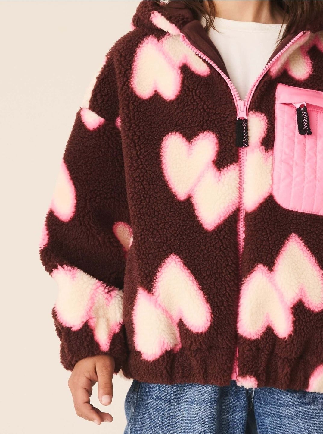 Brown/Pink Heart Zip Up Hoodied
Borg Jacket