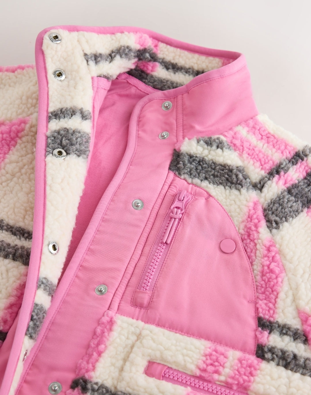 Ecru/Pink Check Button Up Borg
Jacket