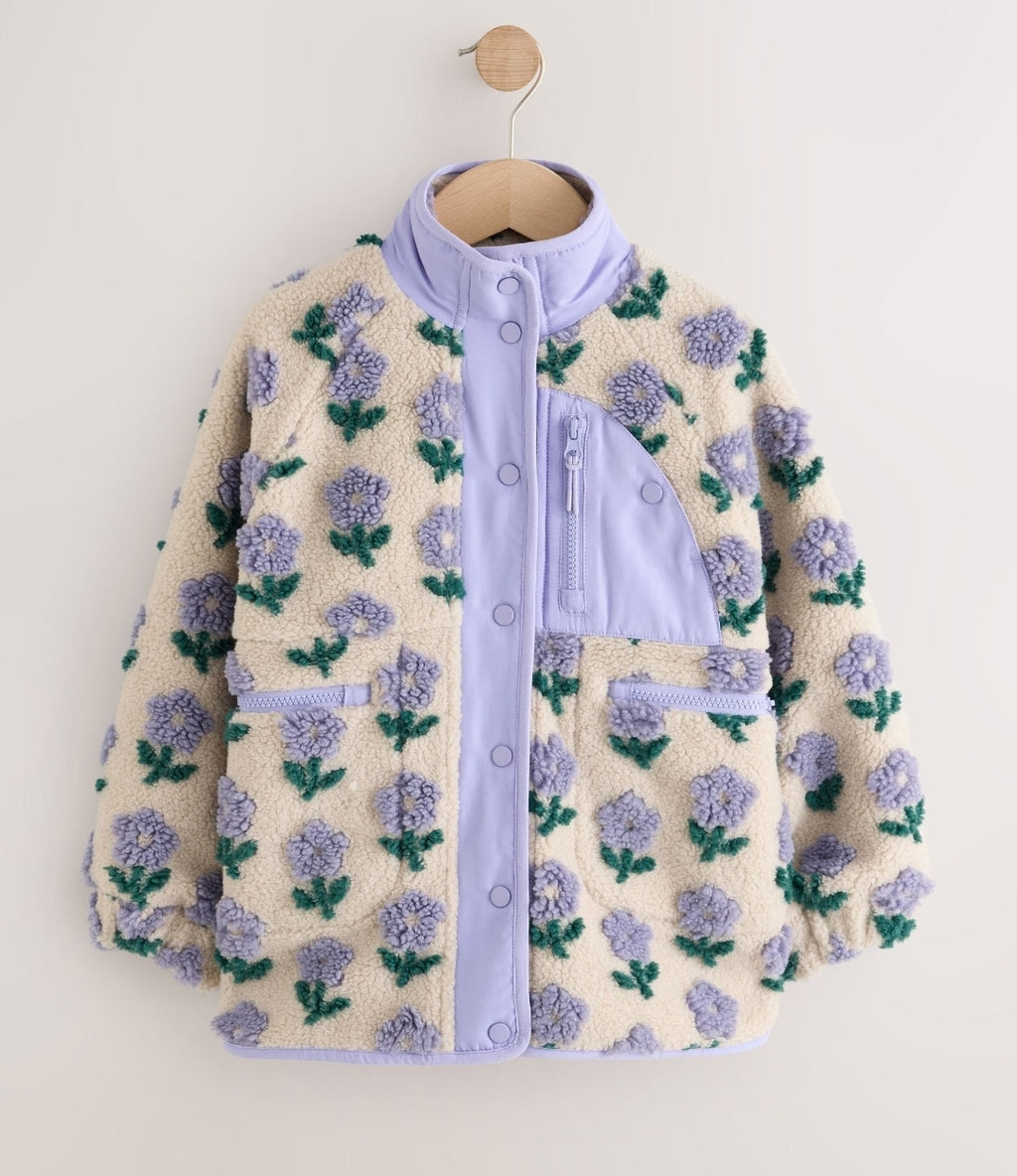 Blue/Cream Floral Button Up Borg
Jacket