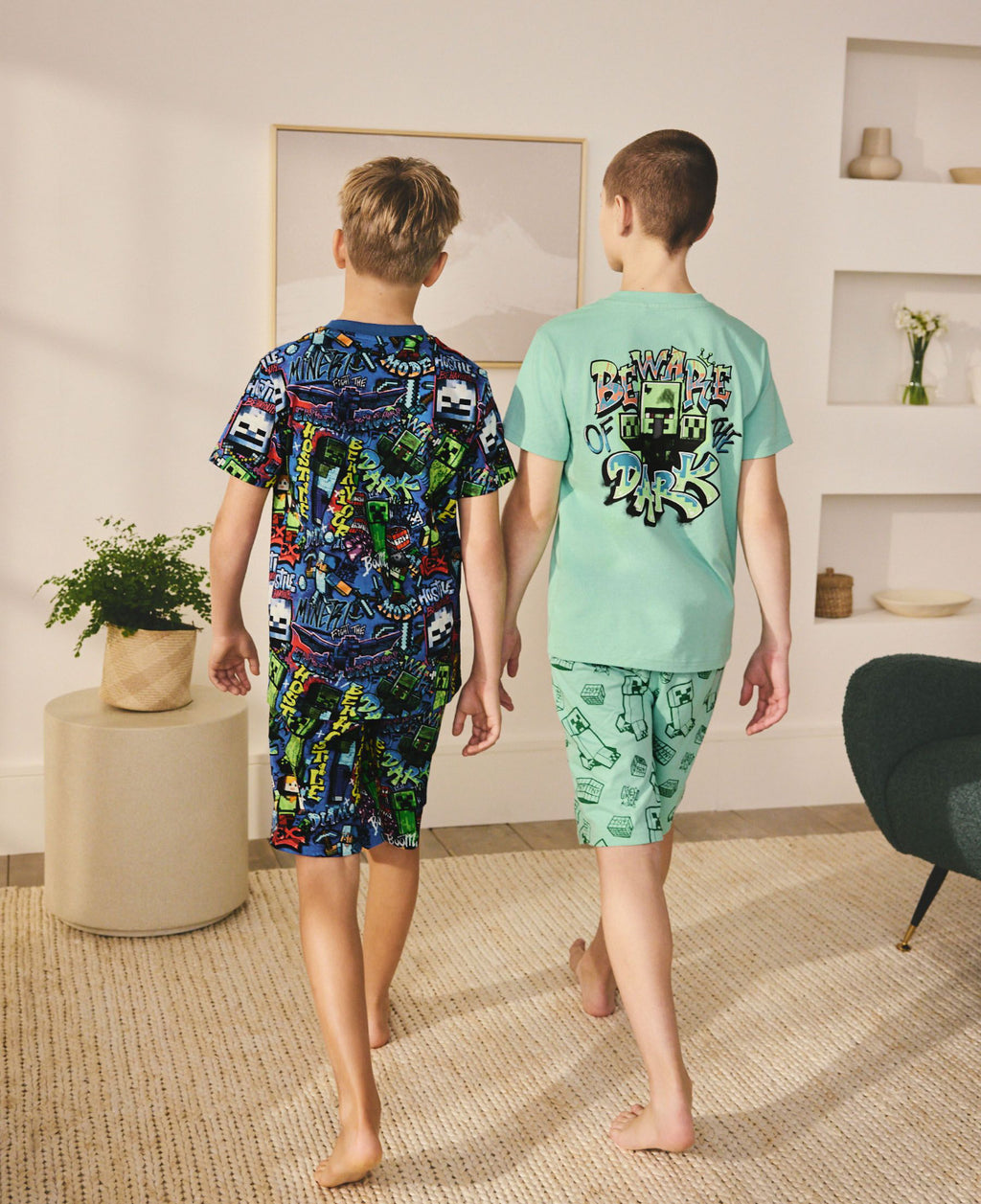 Green/Blue Minecraft Short Pyjamas 2 Pack