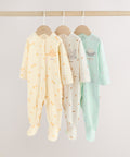 Yellow Spring Character 3 Pack Baby Sleepsuits