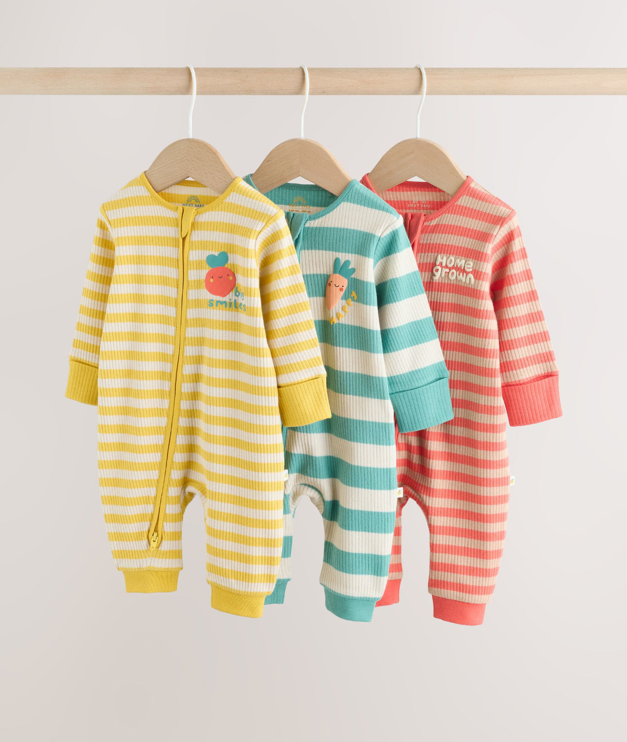 Multi Stripe Baby Sleepsuits 3 Pack